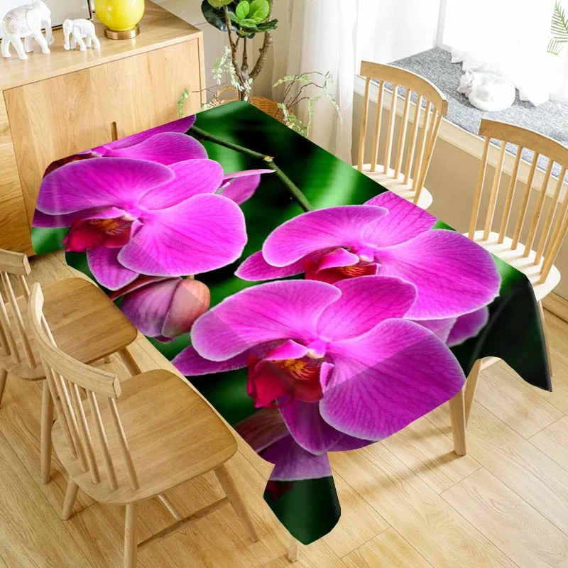  Orchid Flower Tablecloth Washable Cloth Thicken Oxford Rectangular Table Cloth for Wedding Customiz