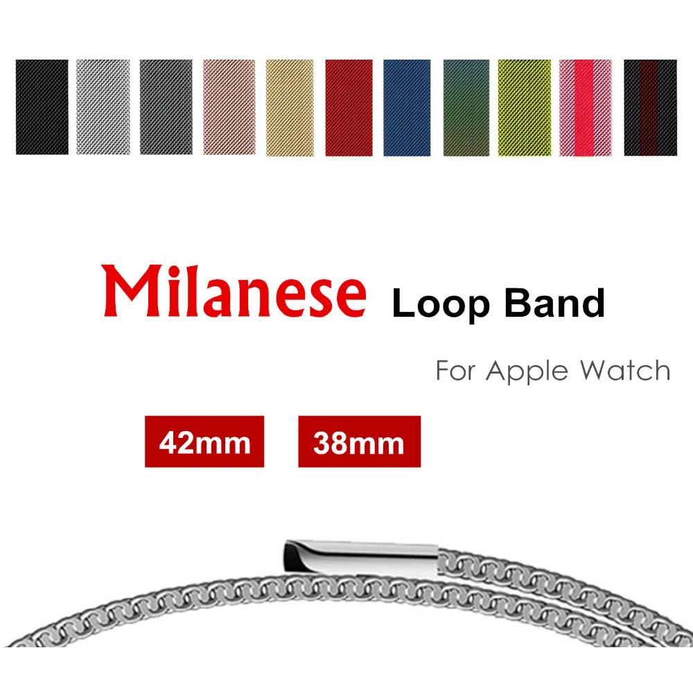 

Leonidas Milanese Loop For Apple Watch Band Mesh Stainless Steel Magnetic Closure Strap for Apple Watch 38mm And 42mm Serise