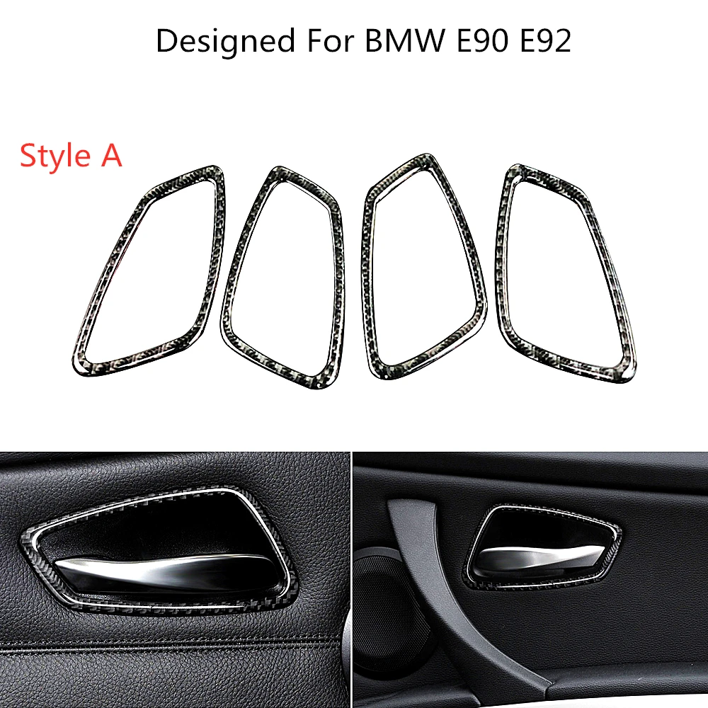Carbon Fiber Inner Door Handle cover For BMW E90 E92 93 3 Series handle Frame Trim Auto Styling Accessories 320i 325i 2005-2012