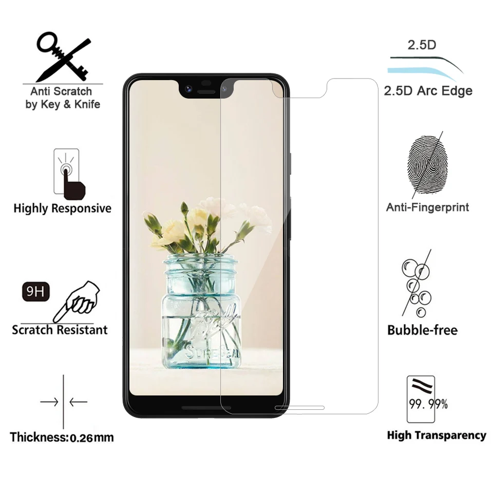 2.5D закаленные очки для Google Pixel 3 XL 2 защита экрана размера изогнутые края 3XL