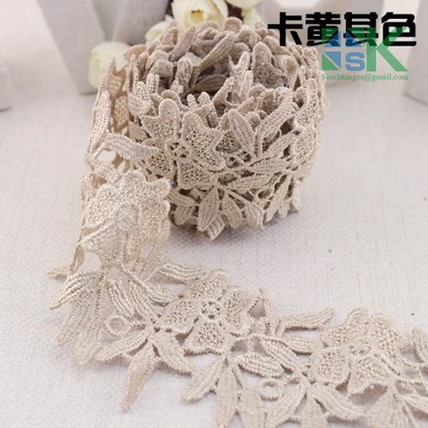 5CM Wide 5Yard/Lot DIY Apparel Flower Embroidered Lace Water Soluble Trims Blue Pink Color Ribbon Fabric Decoration | Дом и сад