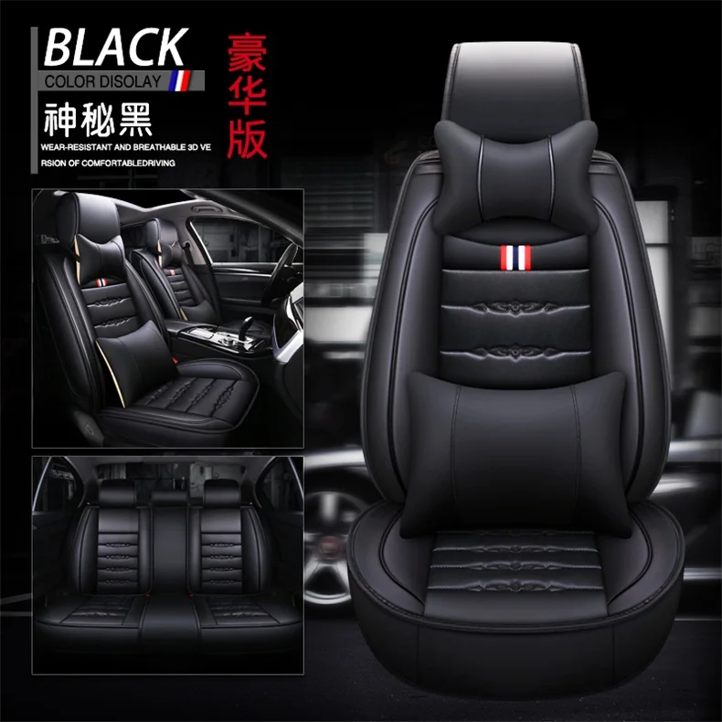 pu leather car seat cover auto seats covers for honda CR-V crv accord HR-V hrv airwave brv br-v city crosstour stream fit - Название цвета: Black deluxe