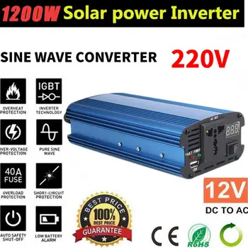 

4000W Solar Car Power Inverter LED DC 12V to AC 220V Sine Wave Converter with USB Interfaces Aluminum alloy Inverter Adapter