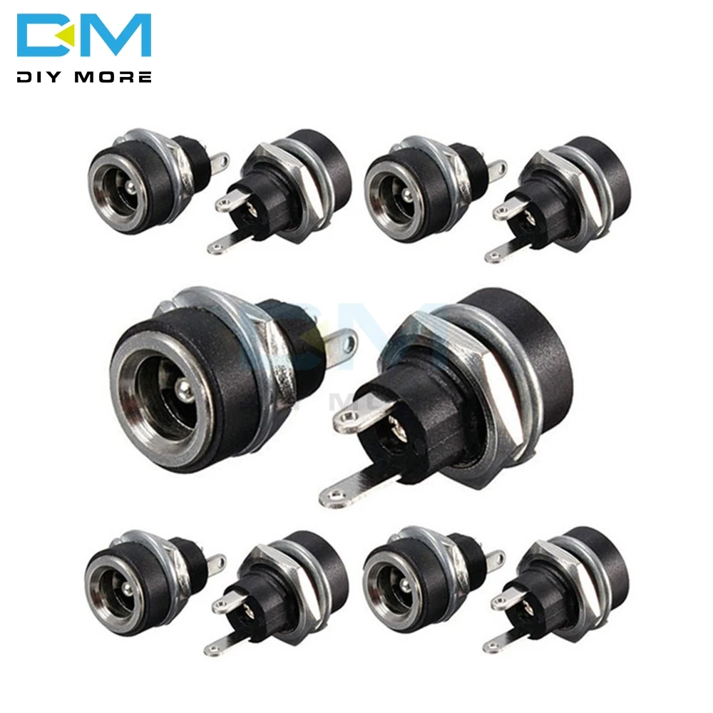 

10Pcs 3A 12v For DC Power Supply Jack Socket Female Panel Mount Connector 5.5mm 2.1mm Plug Adapter 2 Terminal Types 5.5*2.1