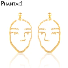 

Hot Designer Face Drop Earrings Gold Color Big Dangle Earrings For Women Brinco Jewelry
