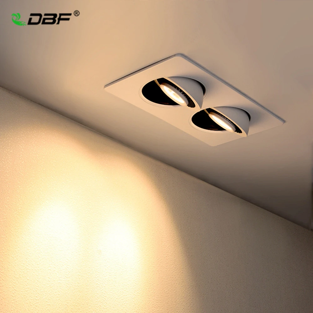 

[DBF]Dimmable Double Heads Lights LED Ceiling Spot Light Embedded Angled Downlight 10W 14W 20W 24W Rectangle Downlight AC85-265V