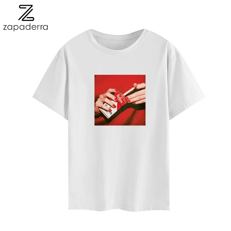 

Fashion Women T-Shirt Big Plus Size Tshirt Femme Print Cigarette T Shirt Top White Female Tops Short Tee Shirt Funny Girl