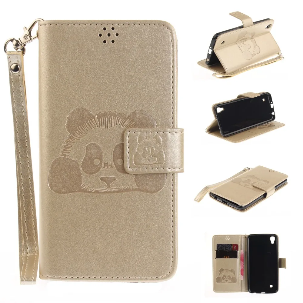 

Phone Cases For coque LG X Power XPower K220DS K220 LS755 5.3" Case Leather Flip Cover Panda Fundas capa For LG X Power case