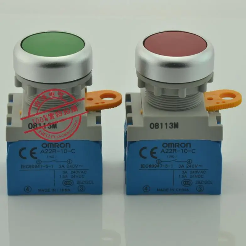 

[ SANY ]Genuine 22mm metal ring flat buttons A22R-F *-10A 1NO self-locking A22R-F *-10M self-resetting --10PCS/LOT