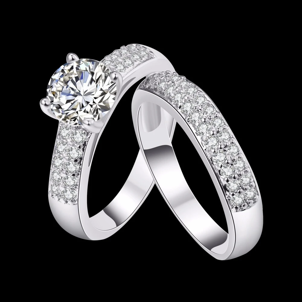LEKANI обручальное кольцо набор колец из твердого 925 пробы серебра 1,5 карат Sona искусственный бриллиант обручальное кольцо для женщин ZR284