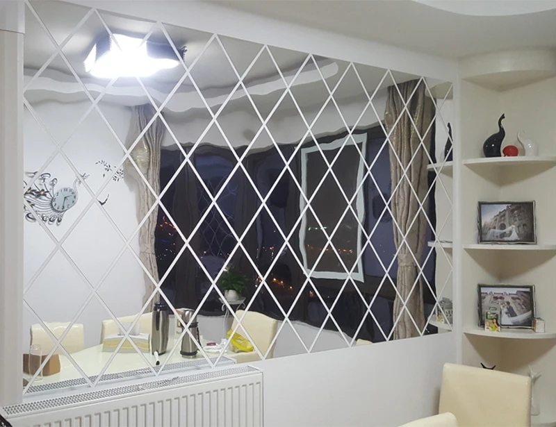 Алмазные треугольники настенные художественные акриловые зеркальные настенные наклейки украшение дома 3D DIY настенные наклейки для гостиной домашний декор