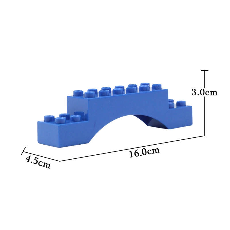 Дом большие частицы строительные блоки Аксессуары Совместимые Duplos набор кирпичи карнизы окна двери крыши игрушечные плитки для детей подарок - Цвет: BLUE Arch Bridge