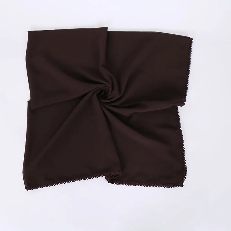 

Plain Square Lace Chain Bubble Chiffon Instant Hijab Shawl Women High Quality Beach Soft Headband Bufanda Muslim Sjaal 115*115Cm