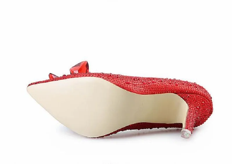 

Europe and the United States wedding shoes rhinestone women's shoes crystal shoes pointed high heels large size wedding shoes