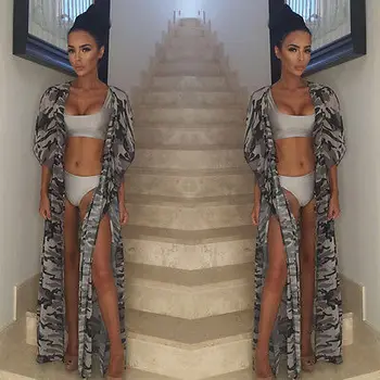 

Womens Ladies Chiffon Cardigan Kaftan Bikini Cover UP Beach Long Dress Swimwear