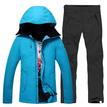 

2018 Snow Suit Women snowboard suit sets skiing Jackets+Pants windproof waterproof thermal winter outdoor dresses