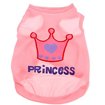 

New Arrival Cute Little Pet Dog Clothes T-shirt Crown Printed Polyester Dog Vest Princess Style Pink Rose Purple Dog Vest