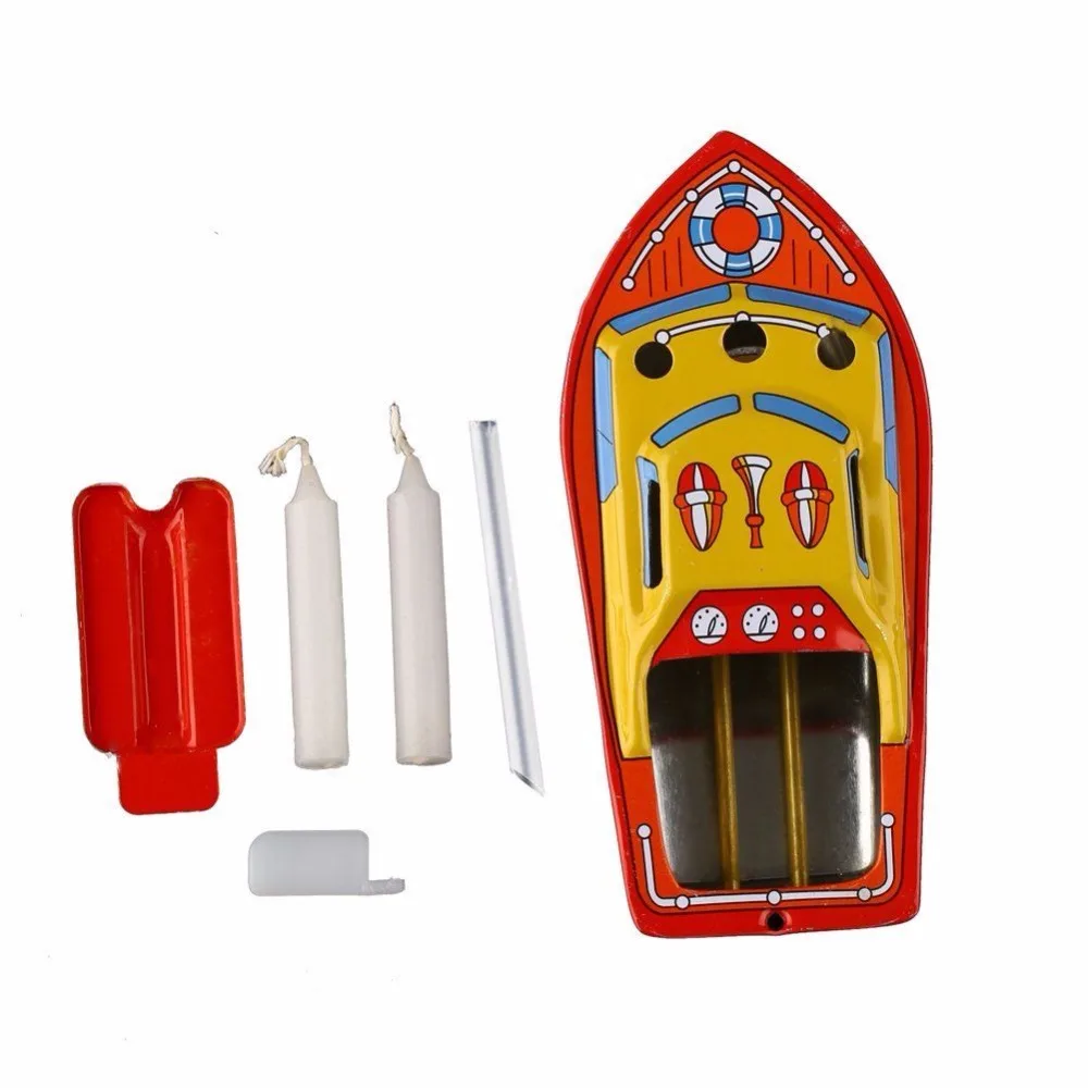 5" Candle Powered Steam Boat Pop Pop Putt Putt Boat Vintage Litho Tin Toy Gift 
