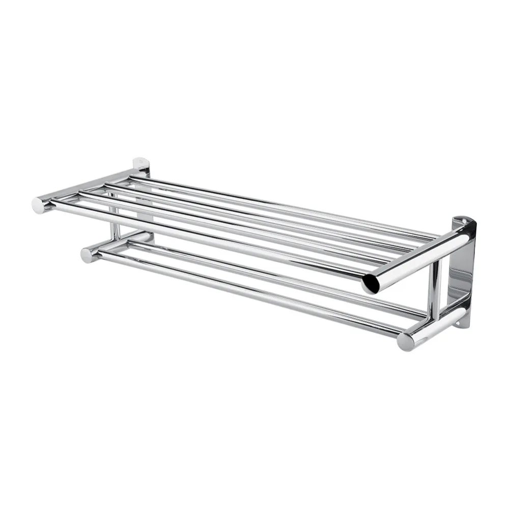Stainless Steel Modern Towel Rack Double Wall Mounted Bathroom Bath Towels Rails Holder Storage
