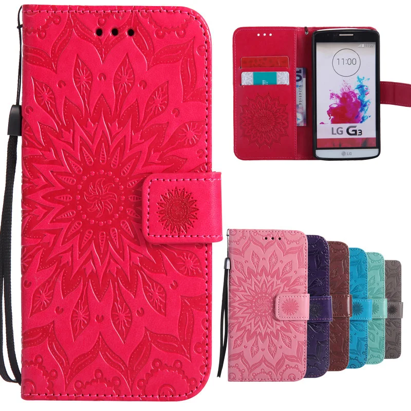 

Luxury 3D Sun Flower Wallet Leather Flip Leather Case For Coque LG G3 D855 D850 D851/ G3s G3 Mini D722 D725 D728 D724 Cover Case
