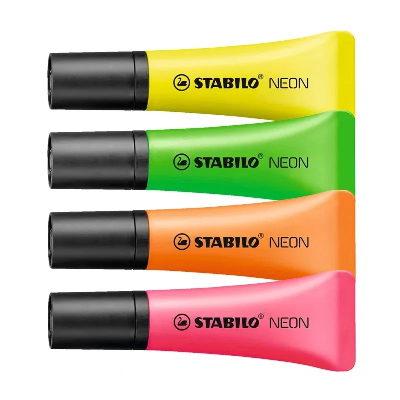 

4 colors/set Germany STABILO Marker Pen Highlighter Pen Toothpaste NEON 72# Oblique Nib Students School Office Stationery