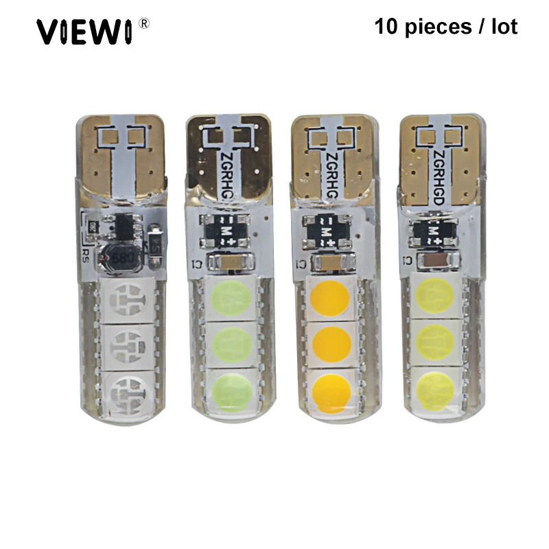 

10pcs t10 w5w 12V 24v led interior car truck bulb lights canbus super 5050 leds 1W IP68 silicone Auto Signal lamp orange white