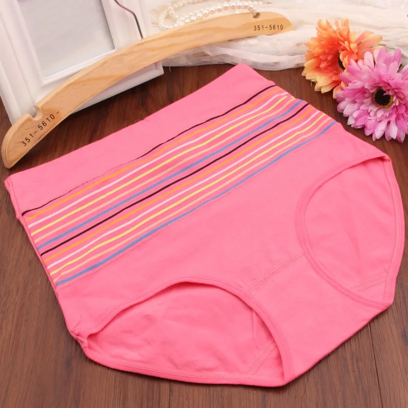 High Waist lady's Underwear Striped Cotton Knickers Female Panties Ropa Interior Femenina Women Panties