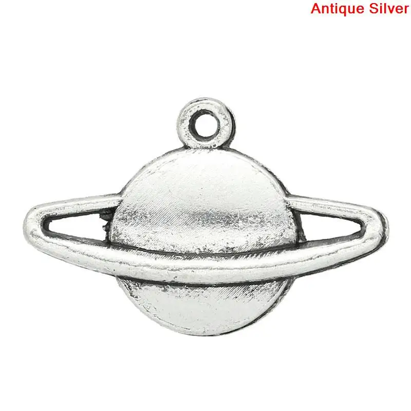 

Zinc metal alloy Charm Pendants Planet Antique Silver 20mm( 6/8") x 13mm( 4/8"), 15 PCs