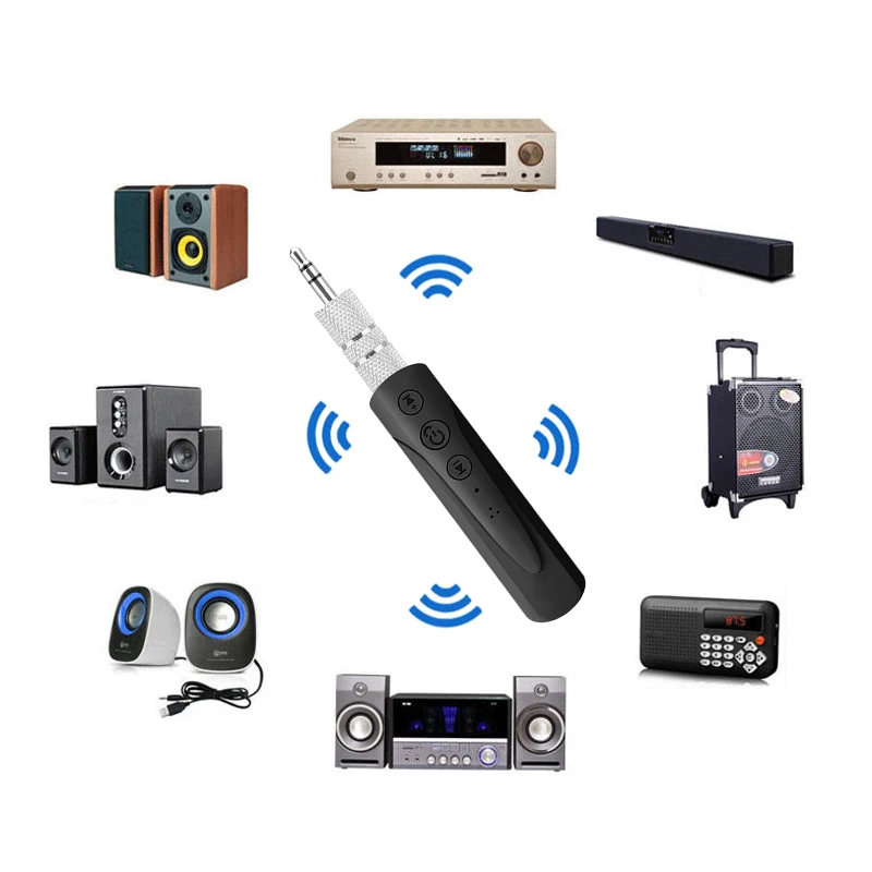

3.5mm Bluetooth Earphone Receiver transform speaker/headset to wireless device with clip AUX Car Bluetooth Headphone With Mic