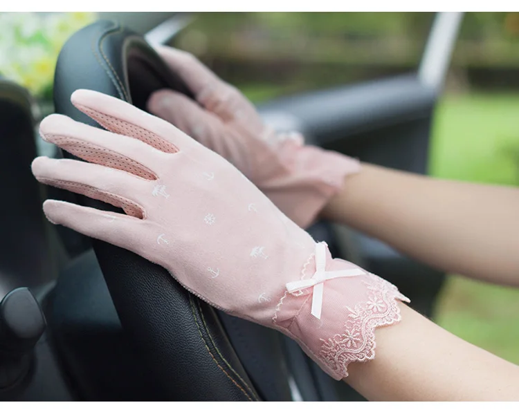 Женские перчатки Лето солнцезащитные перчатки женский тонкий натуральный хлопок с модным принтом для вождения нескользящей Анти-УФ