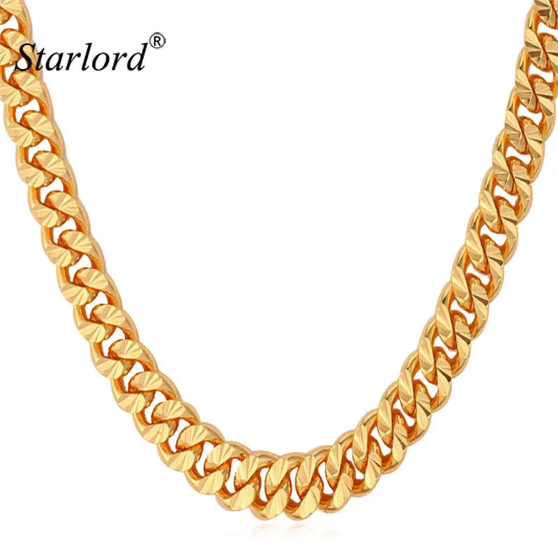 Цепочка Starlord для мужчин, винтажное золотое ожерелье, 6 мм, 55 см, 22 дюйма, модное мужское ожерелье, кубинская цепочка, ювелирное изделие N838
