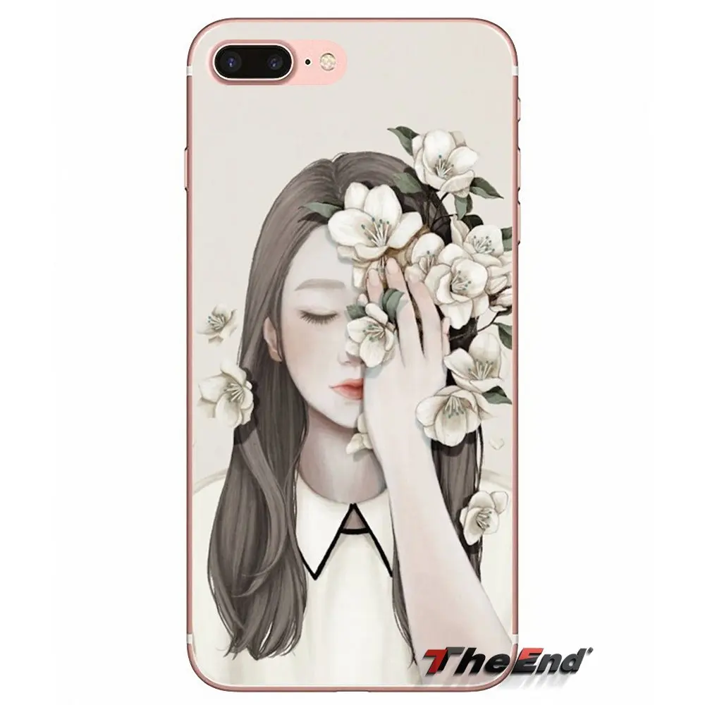 Мягкий силиконовый чехол с изображением девушки в искусстве для iPhone X 4 4S 5 5S 5C SE 6 6S