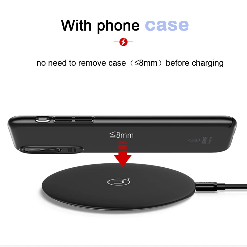 Qi Wireless Charger 10W USAMS Fast Wireless quick Charger Mobile Phone Charging For Samsung Galaxy S8 S7 Note 8 iPhone X 10 8