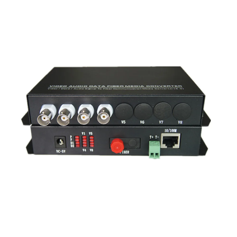 

Multifunction Fiber optic media converters 4CH Video and 10/100M Ethernet RJ45 and RS485 Data - FC Singlemode 20Km for CCTV