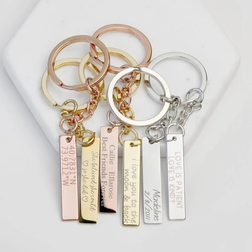 

Engraved Keychain Custom Keychain Monogram Keychain Mens Valentines Day Gift for Him Personalized Keychain for Women for Boyfrie