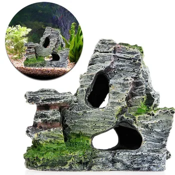 

Mountain View Decor Rockery Landscape Rock Hiding Cave Tree Aquarium Ornament For Fish Tank Decoration
