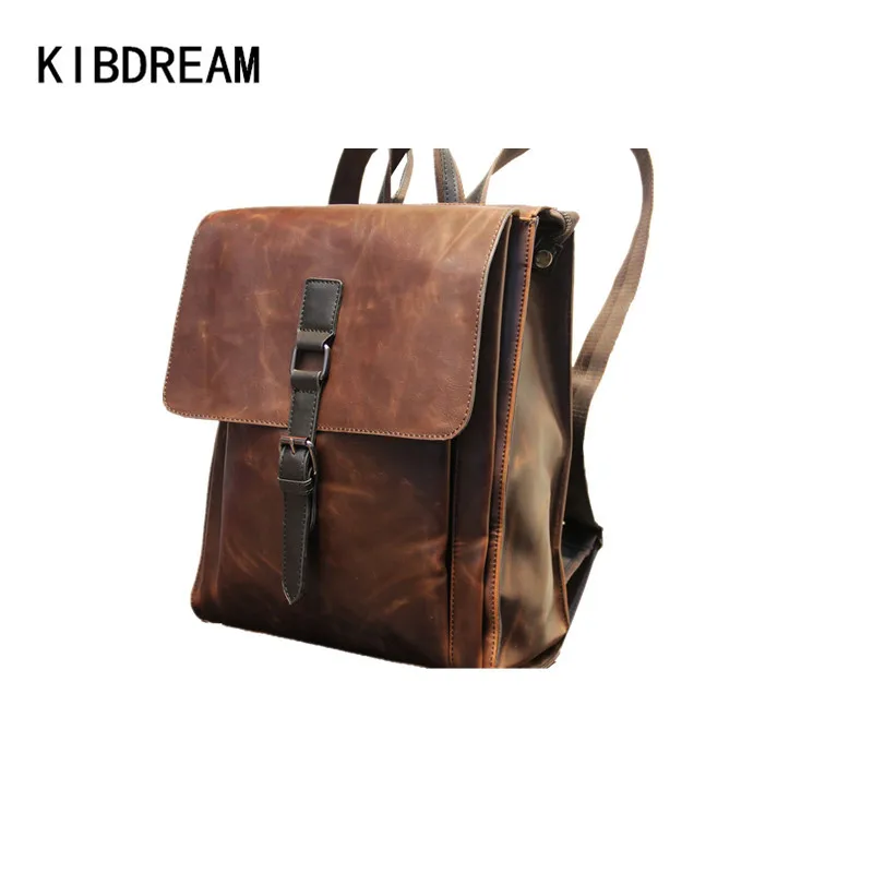 ФОТО KIBDREAM 2017 Hot Sale Men Leather Backpacks Men's PU Leather School Bags for Teenagers Boy Casual Travel Laptop Bag