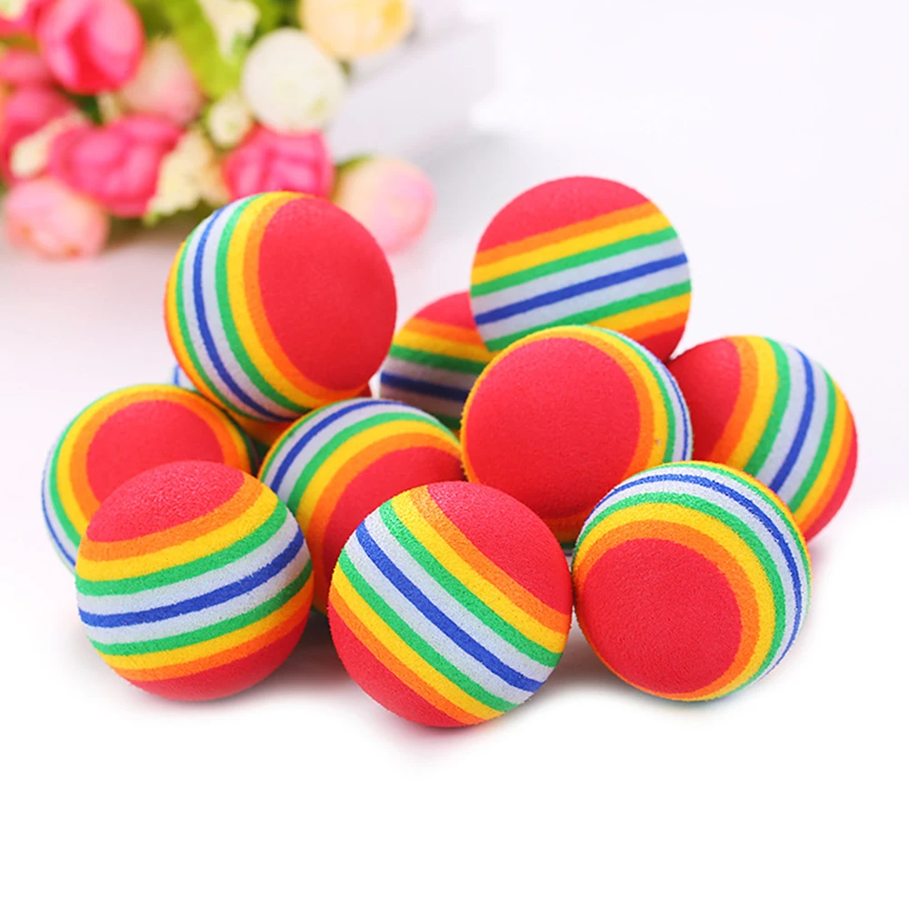 1 Pcs Rainbow Pet Cat Toy Ball Interactive Cat Toy 42mm Bubble Treatment Ball Funny Training Pet Supplies