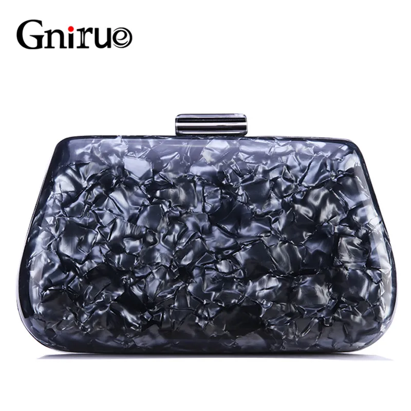 

2019 New Brand Acrylic Evening Bags Vintage Wallet Elegant Women Messenger Bags Shell Marble Clutches Party Prom Handbags