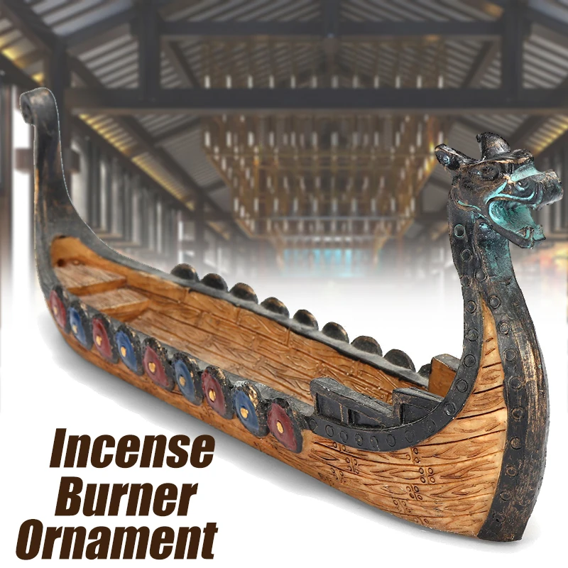 

Retro Incense Burners Hand Carved Carving Censer Ornaments Traditional Chinese Design Dragon Boat Incense burner Decoration