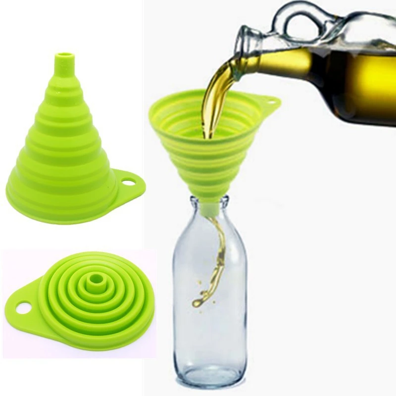 

Silicone Gel Foldable Collapsible Style Funnel Hopper Kitchen Cooking Tools Accessories Gadgets Chocolate Cake Tools