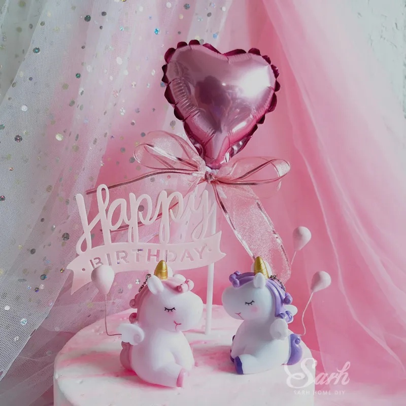 Розовый фиолетовый прекрасный единорог шар торт украшения день рождения украшения для выпечки милые подарки