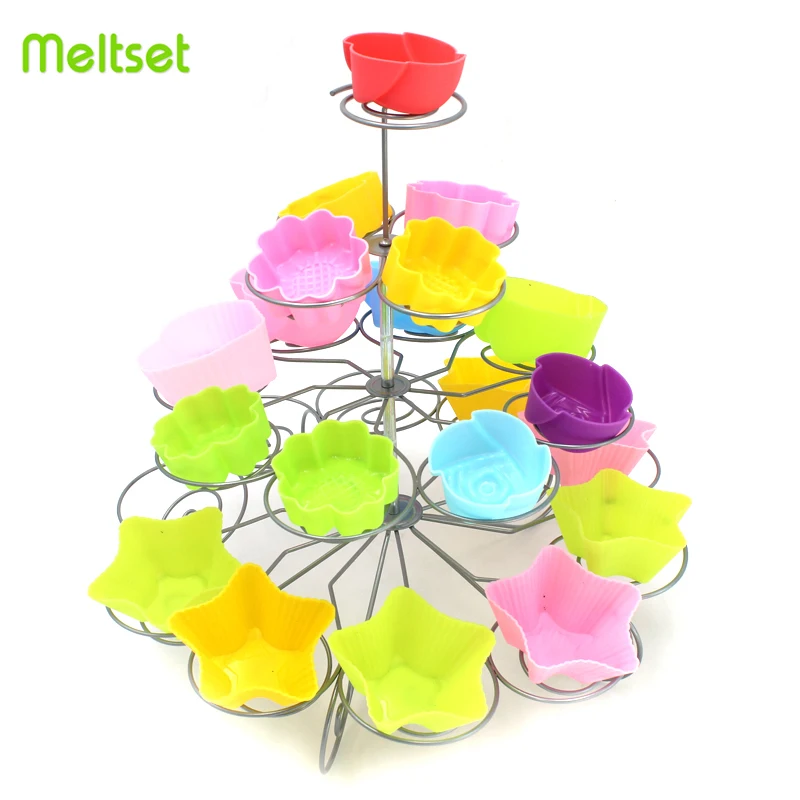 

23 Cups European-style Multifunction Christmas Tree Shape Birthday Party Cupcake Stand Iron 4 Tier Cake Stand Holder