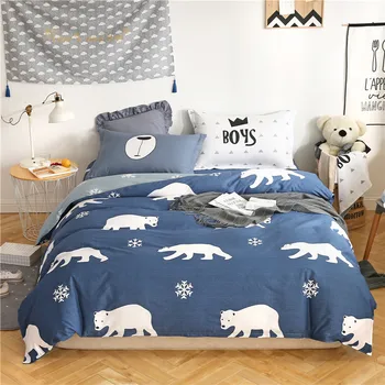 

Polar Bear Pattern Printed Home Textile 3/4pcs Bedding Set Bed Cover Bed Sheet Duvet Cover Pillowcase Bed Linen Bedclothes Queen