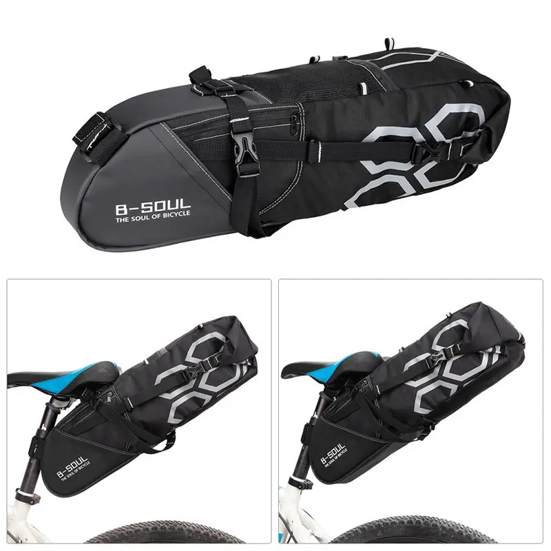 Best B-SOUL 10L Bike Bag Bike Rear Seat Bag Bicycle Tool Storage Pouch Cycling Saddle Tail Packs Bike Storage Bag for casco ciclism 3