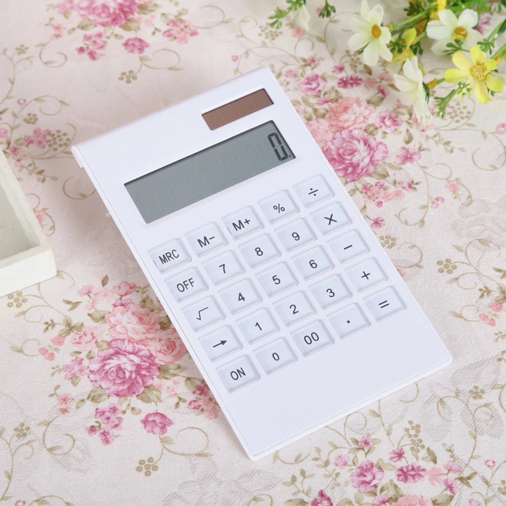 أزرار كريستالية حاسبة بالطاقة الشمسية 12 أرقام الأزياء المزدوج مصدر الطاقة حاسبة مكتب اللوازم المدرسية