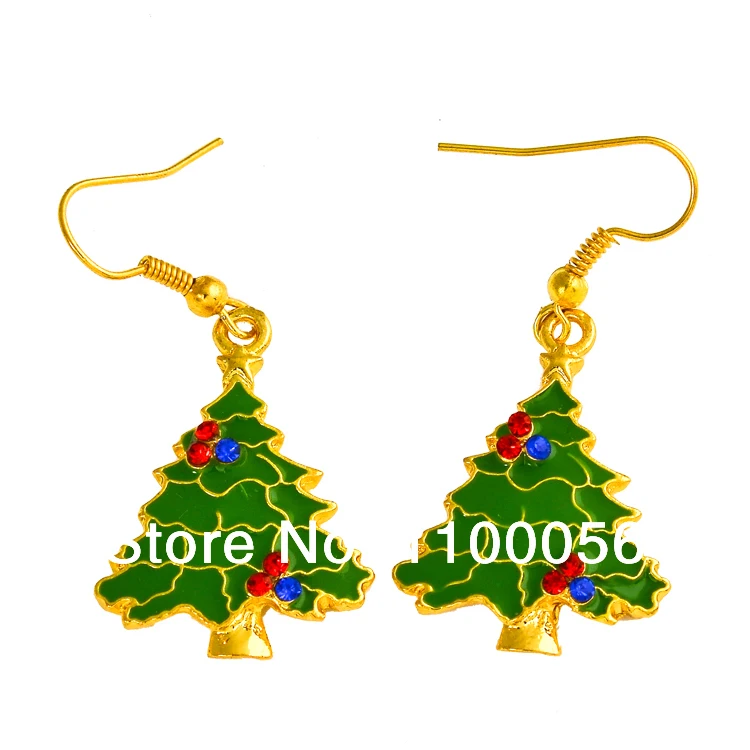 Min Order $10!! 6pcs/lot Christmas Souvenir Rhinestone Jewelry Ear Stud