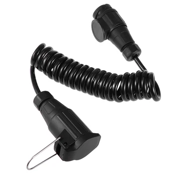 

1pc Spring Coiled Cable Durable 12V 2 Meters Plastic Premium Trailer Plug Trailer Cable Electrical Plug For RV SUV Car