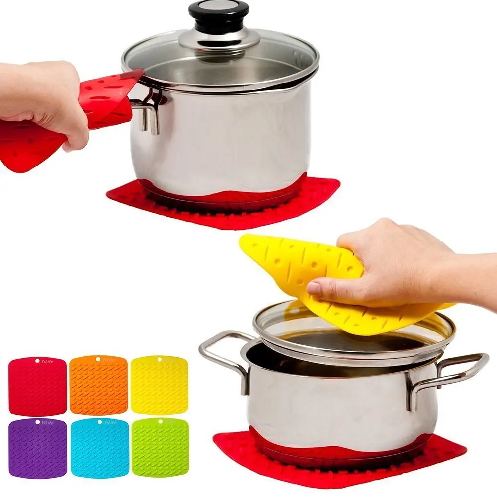 

Silicone Insulation Pad Silicone Pot Mat Bowl Pad Square Thickness Insulation Drain Pad Set