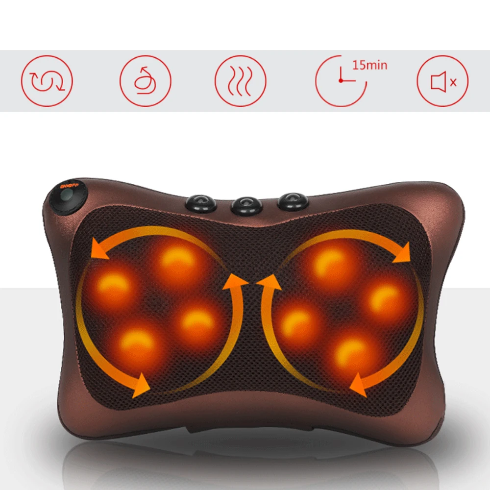 

4/8 Heads Massage Pillow Cushion Car Home Electric Kneading Shoulder Back Neck Massager Body Relax Pain Relief Massage Pillow